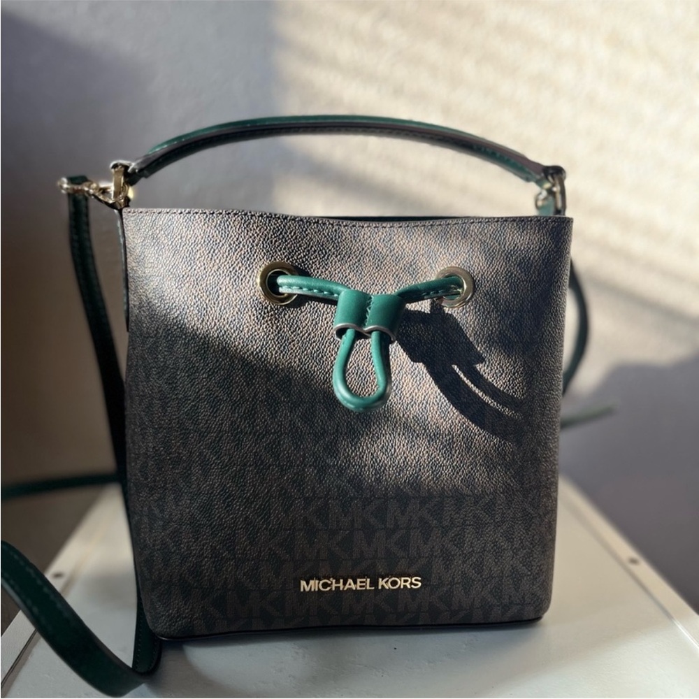 Michael Kors Black and Teal Crossbody Bag